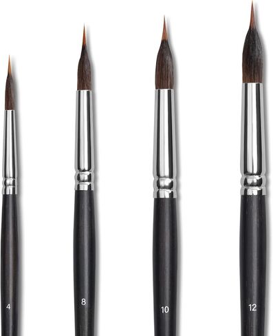 Watercolor Brushes Professional, 4Pcs Extended Needle Point Brushes Synthetic Extra Long Pinhead Brush, Sable Body with Belly Reservoir for Continuous Painting - Fine Tip Paintbrushes for Artists in Saudi Arabia