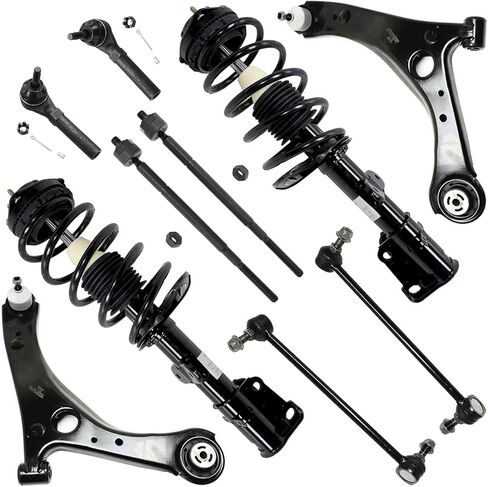 Detroit Axle - 10pc Front End Kit for 2008 2009 2010 Chrysler Town & Country Dodge Grand Caravan, Lower Control Arms Tie Rods Sway Bars Struts Replacement Suspension Ready Struts Shocks Assembly in Saudi Arabia