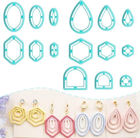 Organic Shapes Clay Cutters for Polymer Clay Jewelry, 15 Shapes Basic Shapes Polymer Clay Cutters for Earrings in Saudi Arabia
