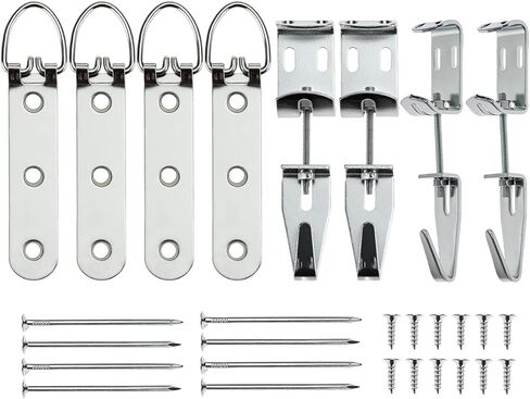 QWORK Mirror Hanging Kit with Adjustable J-Hooks & Strap Hangers, Museum Hooks for Pictures, Mirrors, Art, Supports 100 lbs in Saudi Arabia