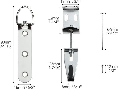 QWORK Mirror Hanging Kit with Adjustable J-Hooks & Strap Hangers, Museum Hooks for Pictures, Mirrors, Art, Supports 100 lbs in Saudi Arabia