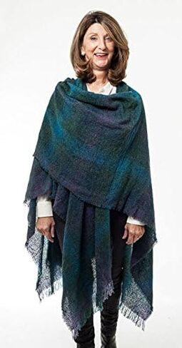 Wool Ruana Shawl Kerry Woollen Mills Red Check Irish Made in Saudi Arabia