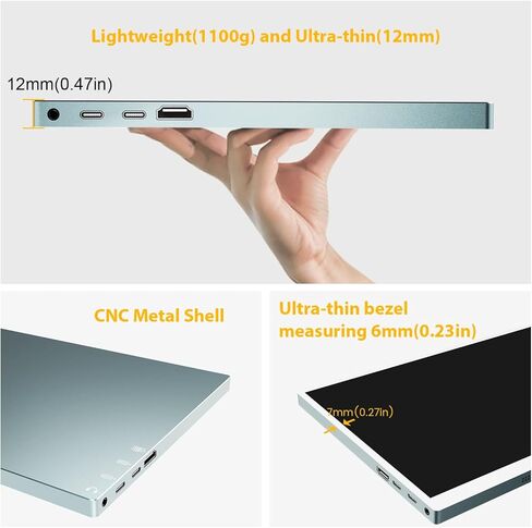 Prechen Portable Monitor,11.6 Inch 1366 * 768 with HDMI USBC Small Monitor Compatibel for PS3 PS4 Raspberry Pi 3 2 1 Mini Monitor with Dual Built-in Speaker&Kickstand in Saudi Arabia