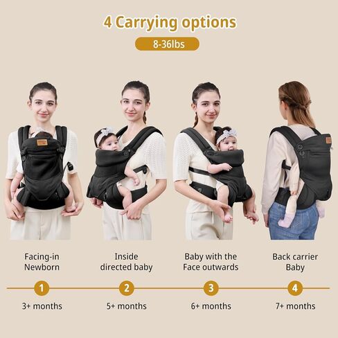 Baby Sling Carrier Newborn, Adjustable Easy Wearing Baby Nursing Warp Sling, New Mom Dad Soft Cotton Baby Front Holder Carrier for Infant Toddler Life Travel Essential Gifts (Yellow Flower) in Kuwait
