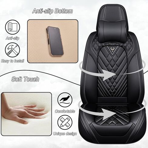 Car Seat Covers for Subaru Ascent 2019-2026, Premium Nappa Leather Waterproof & Anti-Slip, Full Coverage Customized fit Subaru Ascent Seat Covers Front Set (2 Seats Luxury,Black) in Kuwait