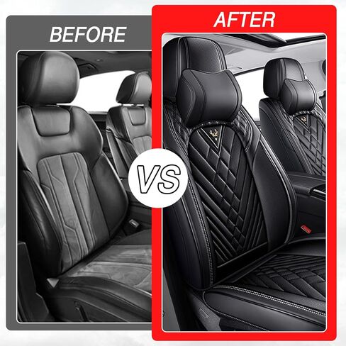 Car Seat Covers for Subaru Ascent 2019-2026, Premium Nappa Leather Waterproof & Anti-Slip, Full Coverage Customized fit Subaru Ascent Seat Covers Front Set (2 Seats Luxury,Black) in Kuwait