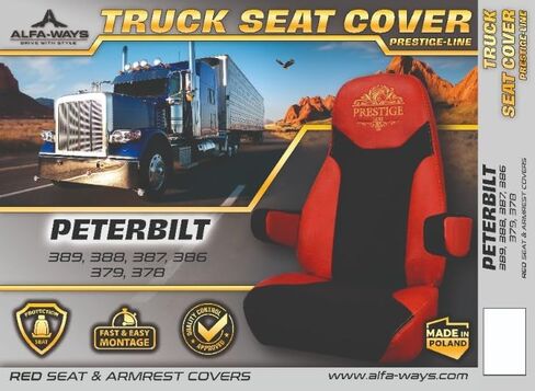 Seat Covers for Trucks fits Peterbilt 378, 379, 386, 387, 388, 390 Red - Truck Seat Covers Protection - Heavy Duty Trucks Accessories Quilted Eco-Leather – Easy Install in Saudi Arabia