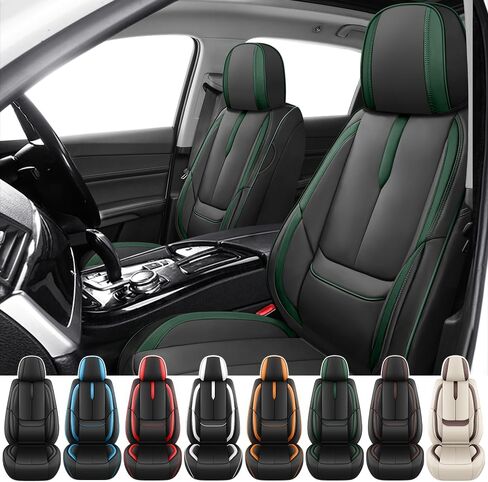 أغطية مقاعد السيارة لسيارة Toyota RAV4 2000-2025، تغطية كاملة، أغطية مقاعد من جلد نابا مع دعم أسفل الظهر، واقي مقاوم للماء ومضاد للخدش طوال الموسم (مجموعة أمامية مع مساند للرأس، أسود-قهوة) in Kuwait