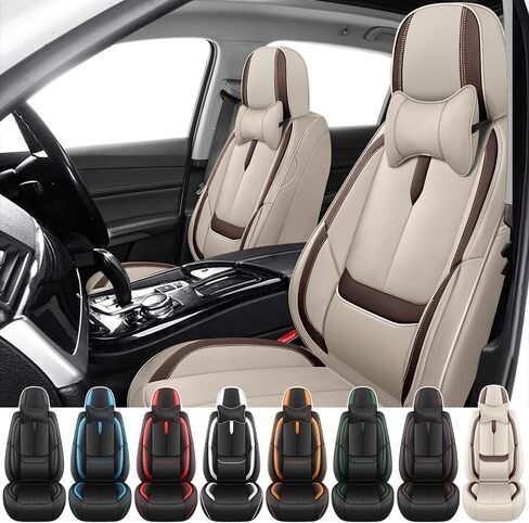 Car Seat Covers for Toyota RAV4 2000-2025, Full Coverage,Nappa Leather Seat Covers with Lumbar Support,Waterproof&Anti Scratch All Season Protector (Fornt Set with Headrests,Black-Coffee) in Saudi Arabia