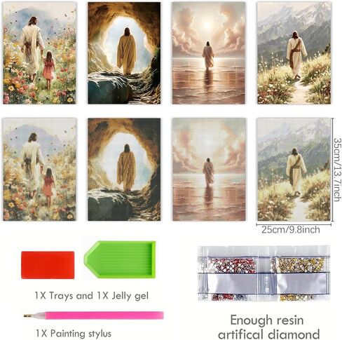 Sitsink Jesus Diamond Art Kits for Adults - Full Drill Jesus Walking on Ocean Beach Christian Diamond Painting, 5D Gem Art Canvas Set Religious Christ Holiday Gifts for Women (4 Sheets) in Saudi Arabia