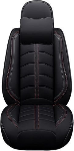 Car Seat Cover 5 Seats for Dodge Charger 2006-2023, Premium Nappa Leather Sport Seat Cover, Waterproof and Durable, Airbag Compatible with Car Seat Protectors (5 Seats Standard,Red Black) in Kuwait
