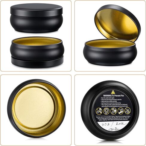 ترقية 6 قطع من علب الشموع ذات العيار الكبير باللون الأسود غير اللامع، أوعية شموع فارغة، تتضمن فتائل مقطوعة مسبقًا، وملصقات فتائل، وملصقات تحذيرية قابلة للكتابة لصنع الشموع بنفسك in Kuwait