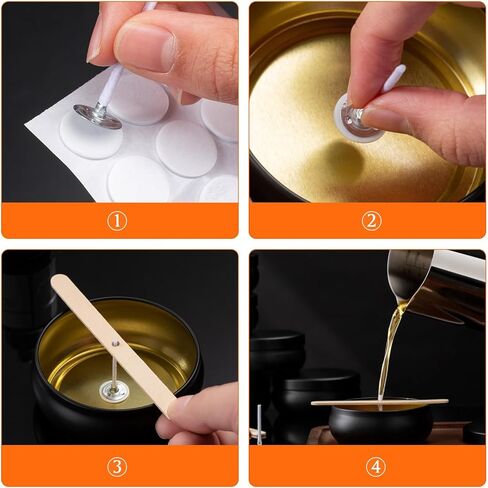 ترقية 6 قطع من علب الشموع ذات العيار الكبير باللون الأسود غير اللامع، أوعية شموع فارغة، تتضمن فتائل مقطوعة مسبقًا، وملصقات فتائل، وملصقات تحذيرية قابلة للكتابة لصنع الشموع بنفسك in Kuwait