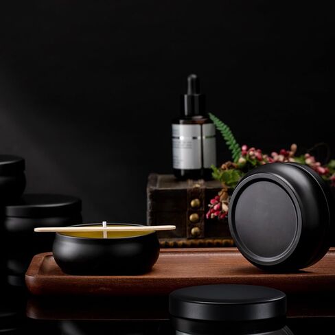 ترقية 6 قطع من علب الشموع ذات العيار الكبير باللون الأسود غير اللامع، أوعية شموع فارغة، تتضمن فتائل مقطوعة مسبقًا، وملصقات فتائل، وملصقات تحذيرية قابلة للكتابة لصنع الشموع بنفسك in Kuwait