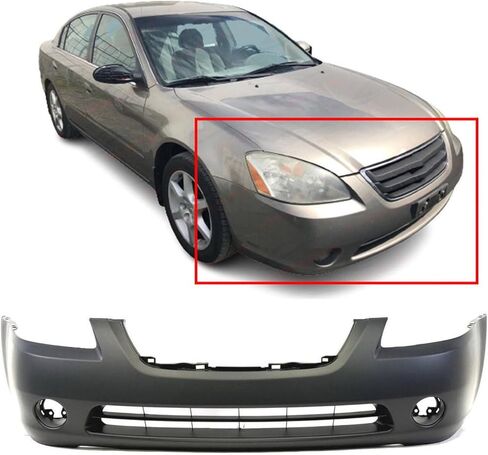 FitParts Compatible With Front Bumper Cover 2002-2004 Nissan Altima Base SE SL S Sedan 02-04. New, Primed and Ready for Paint. With Fog Light Holes. NI1000193 620228J040 2003 in Saudi Arabia