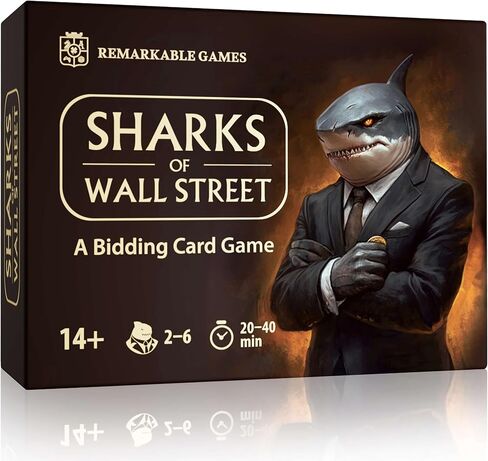 Sharks of Wall Street Auction Core Bidding Card Game – Portable, Quick, Entertaining, Easy To Learn - for Adults and Teens - Party, Travel and Family Game Night - 20-40 Min, Age 14+, 2-6 Players in Saudi Arabia