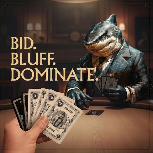 Sharks of Wall Street Auction Core Bidding Card Game – Portable, Quick, Entertaining, Easy To Learn - for Adults and Teens - Party, Travel and Family Game Night - 20-40 Min, Age 14+, 2-6 Players in Saudi Arabia