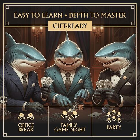 Sharks of Wall Street Auction Core Bidding Card Game – Portable, Quick, Entertaining, Easy To Learn - for Adults and Teens - Party, Travel and Family Game Night - 20-40 Min, Age 14+, 2-6 Players in Saudi Arabia