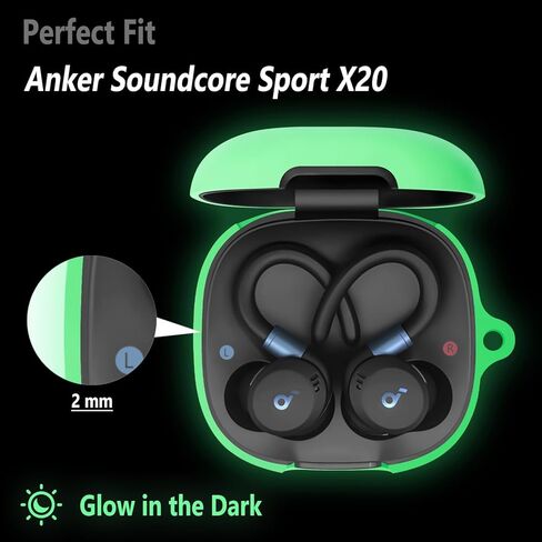 حافظة سيليكون من Geiomoo لجهاز Anker Soundcore Sport X20، غطاء واقي مزود بحلقة تسلق (أخضر زمردي) in Saudi Arabia