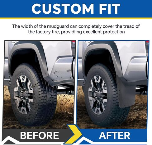 واقيات الطين من الرذاذ لسيارة Toyota Tacoma 2016-2023، واقيات الطين الأمامية والخلفية، PP+TPE متينة، سهلة التركيب مع الأجهزة (مجموعة من 4) in Saudi Arabia
