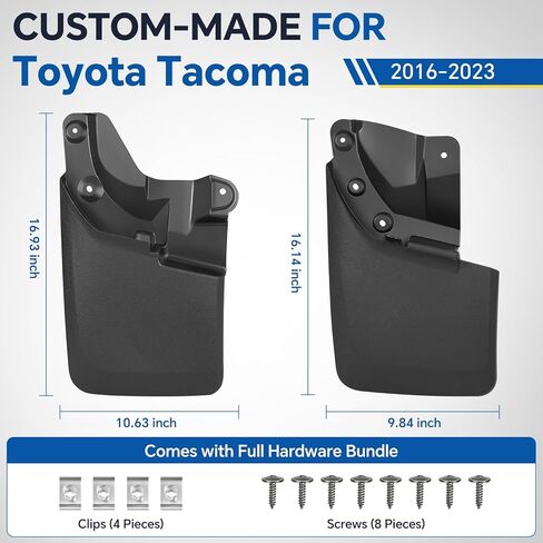 واقيات الطين من الرذاذ لسيارة Toyota Tacoma 2016-2023، واقيات الطين الأمامية والخلفية، PP+TPE متينة، سهلة التركيب مع الأجهزة (مجموعة من 4) in Saudi Arabia