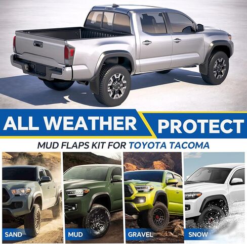 واقيات الطين من الرذاذ لسيارة Toyota Tacoma 2016-2023، واقيات الطين الأمامية والخلفية، PP+TPE متينة، سهلة التركيب مع الأجهزة (مجموعة من 4) in Saudi Arabia