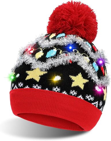 TAGVO LED Light Up Hat Beanie Knit Cap, Colorful LED Xmas Christmas Beanie in Kuwait