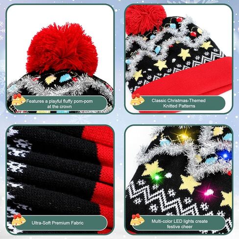 TAGVO LED Light Up Hat Beanie Knit Cap, Colorful LED Xmas Christmas Beanie in Kuwait