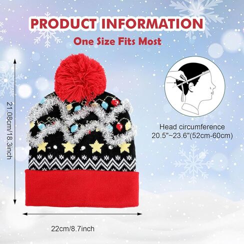 TAGVO LED Light Up Hat Beanie Knit Cap, Colorful LED Xmas Christmas Beanie in Kuwait