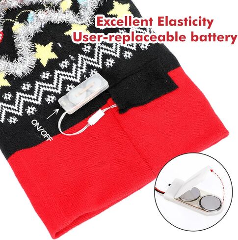 TAGVO LED Light Up Hat Beanie Knit Cap, Colorful LED Xmas Christmas Beanie in Kuwait