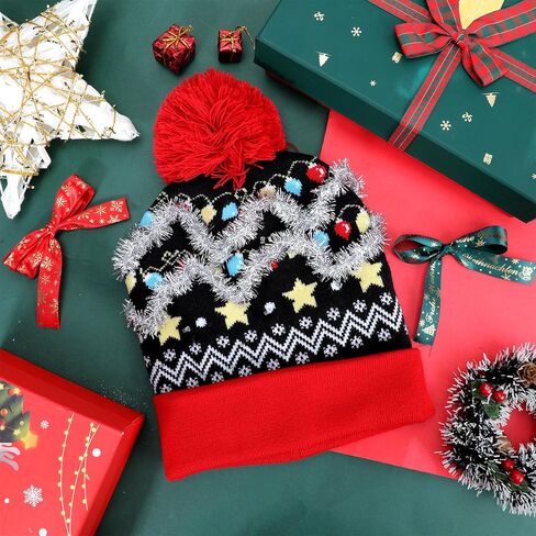 TAGVO LED Light Up Hat Beanie Knit Cap, Colorful LED Xmas Christmas Beanie in Kuwait