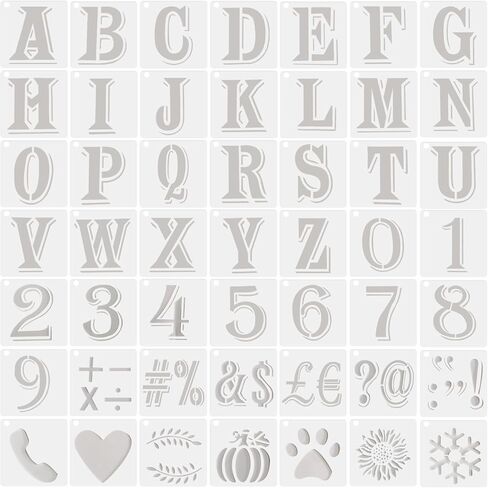 4 inch Alphabet Letter and Number Stencils for Painting, 49 Piece DIY Template Kit Reusable for Wood, Chalkboard, Fabric, Door, Wall Art in Saudi Arabia