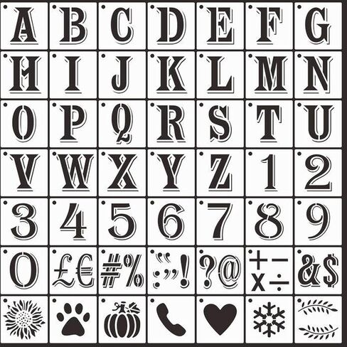4 inch Alphabet Letter and Number Stencils for Painting, 49 Piece DIY Template Kit Reusable for Wood, Chalkboard, Fabric, Door, Wall Art in Saudi Arabia