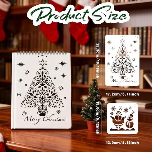 24 Pcs Christmas Stencils, 10 inch and 5 inch Planner Reusable Stencils for Painting on Wood, Wall & Floor Decor, Scrapbooking, Drawing, Crafts, DIY Rock Painting and face in Saudi Arabia