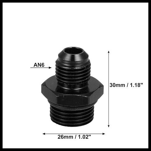 Black 6AN Male to M18 x 1.5mm Male Metric Thread Fitting Adapter Flare Union Coupler Fuel Oil Line Hose End Aluminum Alloy Fitting Adapter for Car Durable Material in Saudi Arabia