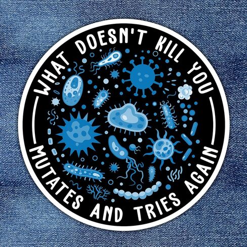 What Doesnt Kill You Mutates and Tries Again Patch Funny Science Microbiology Embroidered Patches for Backpack, Hat, Jackets, Iron On Sew On, Uniform DIY Embroidery PVC Patches Gift Accessories 3 Inch in Saudi Arabia