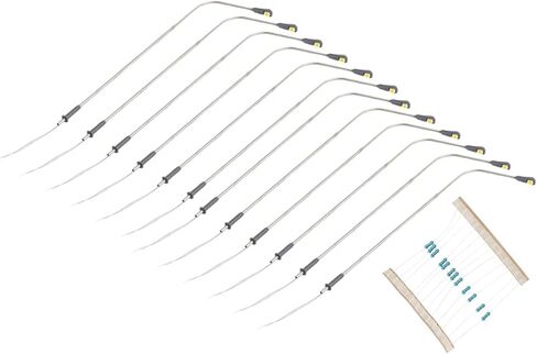 12pcs HO Scale Model Railway Warm White LED Street Lamps Single Head 14cm Metal Light Posts with Resistors for 3V DC AC Power Compatible with 12-16V Model Train Layout Accessories in Saudi Arabia