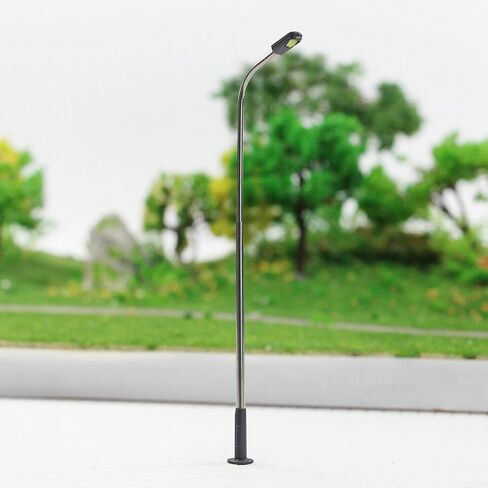 12pcs HO Scale Model Railway Warm White LED Street Lamps Single Head 14cm Metal Light Posts with Resistors for 3V DC AC Power Compatible with 12-16V Model Train Layout Accessories in Saudi Arabia