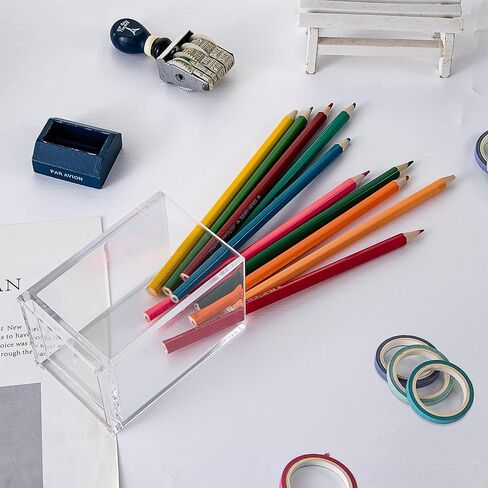 Clear Acrylic Pen Holder – Desktop Organizer Storage Case for Home and Office Supplies in Saudi Arabia