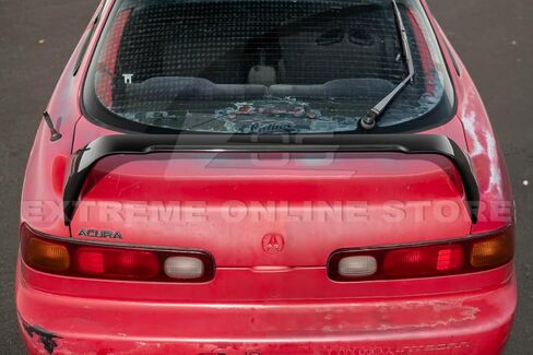 Replacement for 1994-2001 Acura Integra DC2 | Mugen Gen 1 Style ABS Plastic - Painted Glossy Black Rear Trunk Lid Wing Spoiler with Mugen Red Emblem Pair in Saudi Arabia