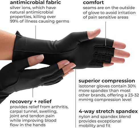 Isotoner Therapeutic Compression Fingerless Gloves, Large, Camel Tan in Kuwait