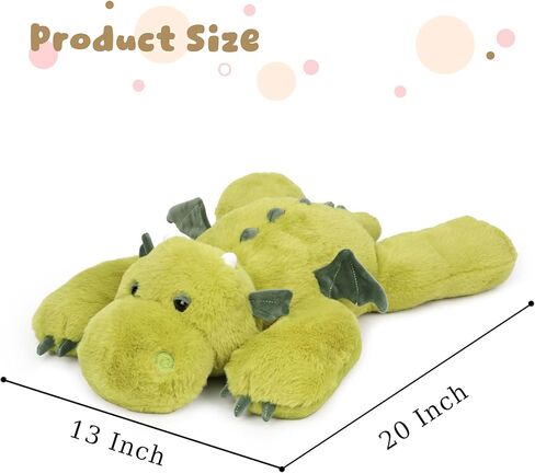 Weighted Dragon Stuffed Animal Soft Weighted Plushes Cute Green Dragon Plush Toy Birthday for Boys Girls Kids Adults (20" 3.3 lbs) in Saudi Arabia
