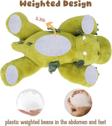 Weighted Dragon Stuffed Animal Soft Weighted Plushes Cute Green Dragon Plush Toy Birthday for Boys Girls Kids Adults (20" 3.3 lbs) in Saudi Arabia
