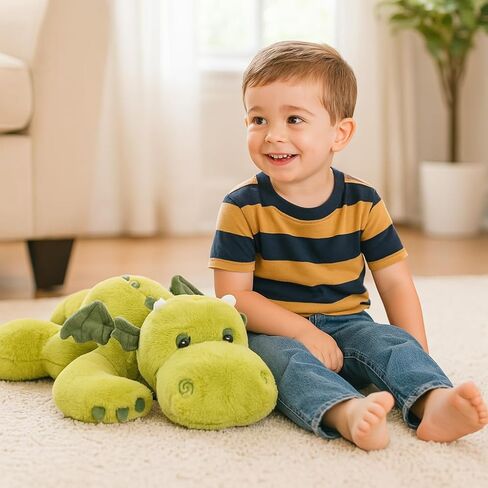 Weighted Dragon Stuffed Animal Soft Weighted Plushes Cute Green Dragon Plush Toy Birthday for Boys Girls Kids Adults (20" 3.3 lbs) in Saudi Arabia