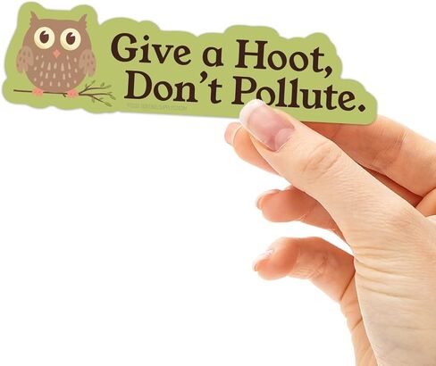 Give a Hoot Don't Pollute Nature Sticker - Cute 70s Owl Environment Quote Decals for Hydroflask, Laptop - Birding Camping, & Hiking Bumper Stickers in Saudi Arabia