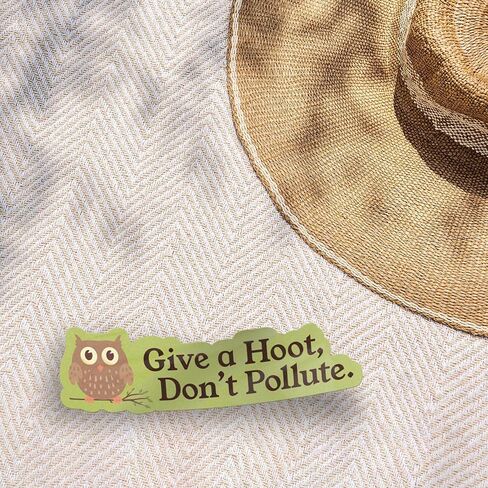 Give a Hoot Don't Pollute Nature Sticker - Cute 70s Owl Environment Quote Decals for Hydroflask, Laptop - Birding Camping, & Hiking Bumper Stickers in Saudi Arabia