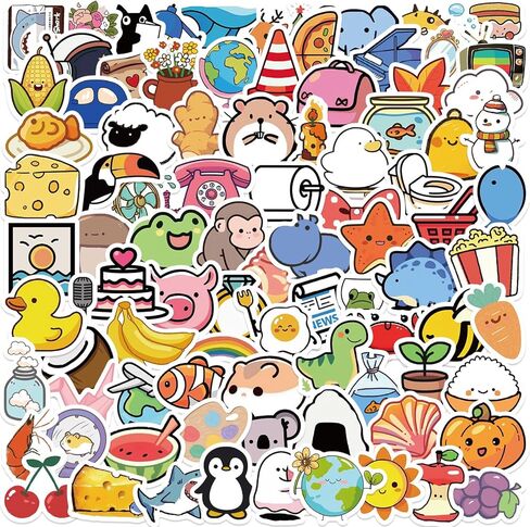 100Pcs Mini Stickers - Adorable Daily Items Pattern Sticker for Notebooks, Skateboards, Guitars, Party Packaging, Water Bottles, Luggage in Saudi Arabia