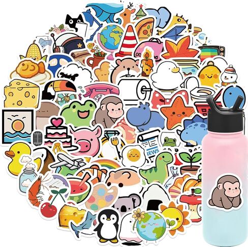 100Pcs Mini Stickers - Adorable Daily Items Pattern Sticker for Notebooks, Skateboards, Guitars, Party Packaging, Water Bottles, Luggage in Saudi Arabia