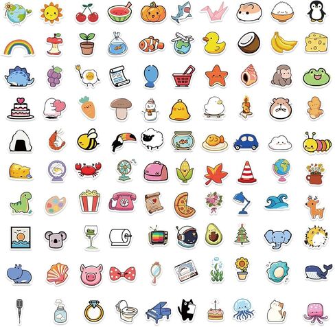 100Pcs Mini Stickers - Adorable Daily Items Pattern Sticker for Notebooks, Skateboards, Guitars, Party Packaging, Water Bottles, Luggage in Saudi Arabia