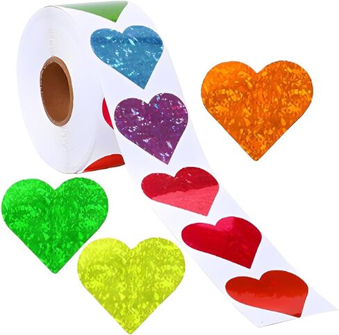 500 Per Roll Glitter Red Heart Stickers Heart Decorative for Letter, Gift Love Decorations for Valentine's Day, Wedding, Anniversaries(1.5in,Multicolour) in Saudi Arabia